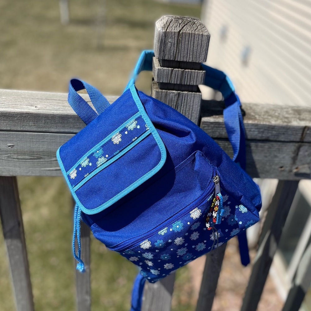 🌼💙🌸🎒Blue floral sinch Backpck